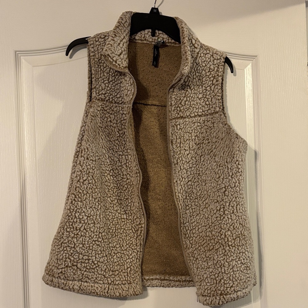 5 for $25! Cozy Taupe Teddy Sherpa Zip Vest